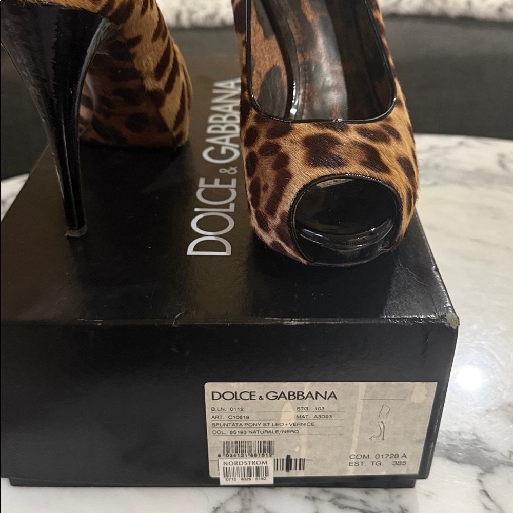 Dolce & Gabbana Brown Leopard Pony Hair Print Heels - Picture 5 of 5